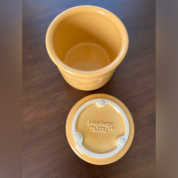 LONGABERGER Woven Traditions Pottery Yellow Lidded Crock - Picture 5 of 8